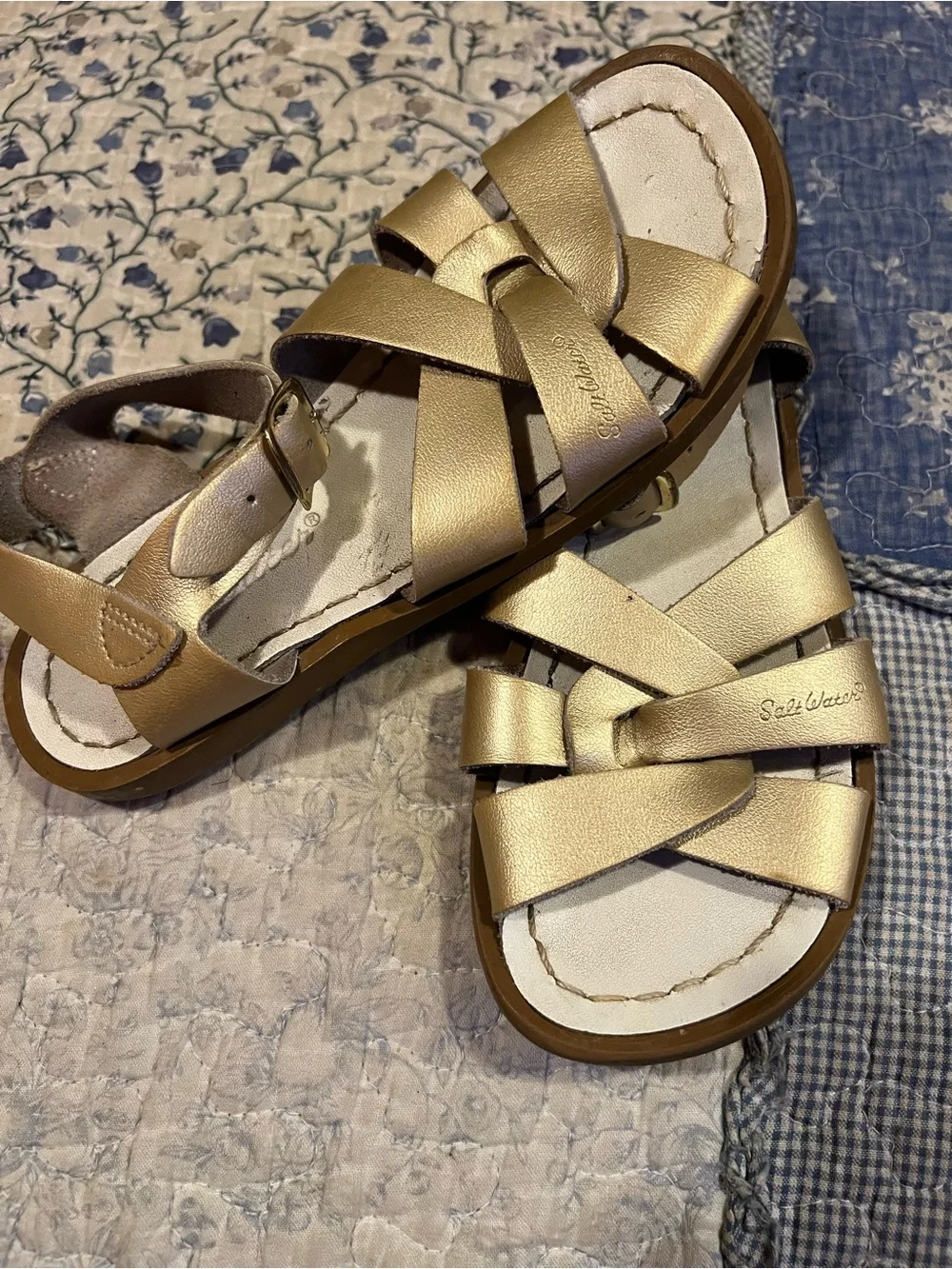 Salt Water Kids' Metallic Gold Strappy Sandals